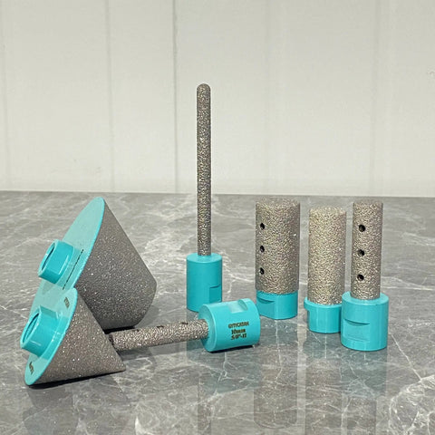 Pro Grade Diamond Beveling Chamfer Bits For Countersinking And Enlarge Holes In Tile Marble Glass Granite Ceramic 27mm To 82mm Dia With 5 8 By 11 Threads Blue