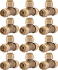 Half Inch Push To Connect Brass Tee Plumbing Fitting Pack Of 12 For PEX Copper CPVC PE RT HDPE All In One Quick Connect Joint