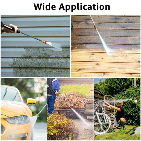 Pressure washer nozzle tips set, 5-pack, 1/4 in quick-connect, up to 4500 PSI, for cars, siding, decks.