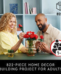 Bouquet Of Realistic Red Roses Buildable Artificial Flower Set For Adults 18 Plus Mindful DIY Home Decor Gift For Her Birthdays Table Centerpiece 10328, 822-piece bouquet