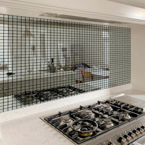 Kitchen with 10 Sheet Stainless Steel Peel And Stick Backsplash Tiles For Kitchen 3D Plaid Silver Accent Wall Panels Waterproof