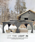 All Weather 12x16 Ft Hardtop Gazebo With Aluminum Frame And Double Polycarbonate Roof, outdoor setup in a snowy garden