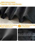 Close-up of waterproof outdoor egg chair cover showing 500D Oxford fabric, double-layer PU coating, and taped seams.
