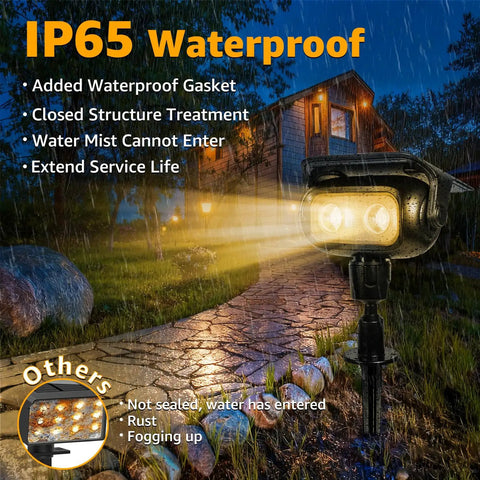 Lit Robot Style Solar Garden Lights 4 Pack IP65 Waterproof Outdoor LED Spotlight With 360 Rotation in rainy garden