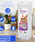 Bread Box Storage Keeps Fresh Loaf In Original Bag One And A Half Pound Sandwich Size Kitchen Organizer with white lid on counter.