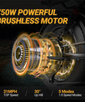 Beast Mode Electric Fat Tire Mountain Bike With Full Suspension, 1500W Peak Motor, close-up of rear brushless motor illustration
