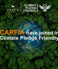 CARFIA joins Climate Pledge Friendly with image of Earth and sunglasses over forest background.