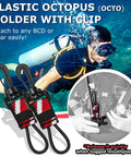 Diver using Two Pack Scuba Octopus Holder For Regulators With Elastic Loop And 360 Swivel Clip on their BCD