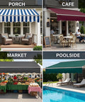 Porch, cafe, market, poolside awnings with Replacement Cover For Patio Awning PVC Weather Protection Retractable Sunshade Canopy Cloth.