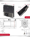 Dimensions and schematics of a servo drive module with 1000W AC servo motor kit, 158.5mm by 159.5mm by 41mm, for CNC machines.