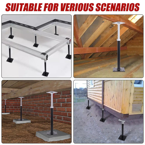 Heavy Duty House Floor Jacks Solid As A Rock Adjustable Post Supports for crawl spaces, decks, and home repairs.