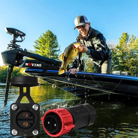 Beefed Up Trolling Motor Plug And Receptacle Set For 12V 24V 36V And 48V Boats, Waterproof Marine DC Power Connector Kit