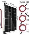 25W 12V Solar Battery Charger Kit With Waterproof Panel And Smart Energy Saving Controller, showing solar panel and cables.