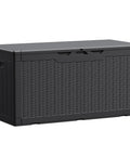 100 Gallon Waterproof Resin Deck Box With Lockable Lid For Patio Cushions And Garden Tools, Large Outdoor Storage Chest Black