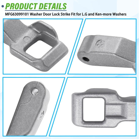 Gray Door Lock Strike Replacement For LG And Kenmore Elite Front Load Washers Compatible With WM3050CW WM3600HVA WM3770HVA WM3170CW MFG63099101 Keeps Door Shut During Wash Cycle Easy DIY Washer Repair Part