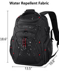 Go-To Travel Laptop Backpack 17.3 Inch XL with Hard Shell Saferoom and RFID Pockets water-repellent design in sleek black.