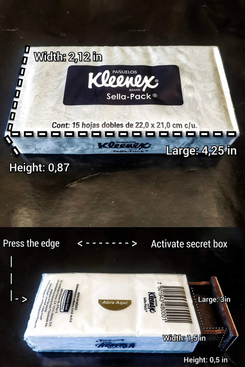 Discreet Diversion Safe Box Camouflaged Storage 2 Pack Assorted Colors For Cash Cards Keys And Small Valuables Travel Ready Hidden Compartments Perfect For Travel Or Home Everyday Carry Quietly Hide Cash Cards Keys Jewelry, resembling tissue box with measurements shown.