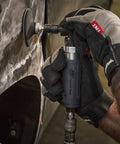 Compact Right Angle Pneumatic Die Grinder With 1/4 Inch Collet And 20000 Rpm Motor used for grinding on car body panels.