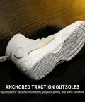 Mayweather Champ Boxing Shoes for Men and Women Unisex White Gold Mid Height traction sole detail