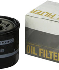 Mazda Oil Filter Cartridge Genuine OEM Factory Part Exact Fit For Mazda Cars And SUVs next to its original packaging