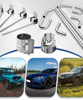 All In One 2.5 Inch Exhaust Pipe Kit With 8 Mandrel Bend Tubes 16ga Mild Steel 4 Heavy Duty Hangers 4 Clamps Cars