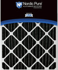 Front view of Top Notch 20x20x2 Air Filter Three Pack with MERV 12 pleated plus carbon odor control, black grid design