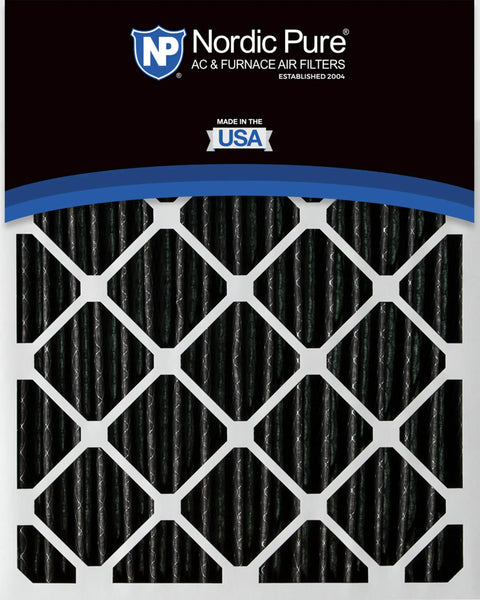 Front view of MERV 10 Pleated Furnace Air Filter With Activated Carbon Odor Control, 18 X 25 X 2 Nominal Size, white grid pattern