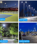 300W LED Parking Lot Light Shoebox With Dusk To Dawn Photocell lighting tennis courts, streets, courtyards, parking lots