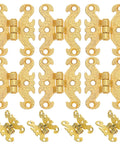 Set of gold Vintage Lace Hinges for wood boxes and jewelry chests with soft close damping system, decorative cabinet hardware.
