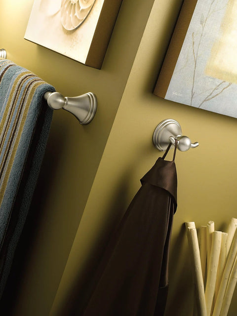 Wall-mounted Preston Collection 24 Inch Single Towel Bar in Brushed Nickel Finish with towel, Coordinated Bathroom Accessories, DN8424BN