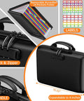 Lockable Fireproof Document Box With Water Resistant Hard Case And 25 Pocket Accordion File Organizer Portable Home Office Safe