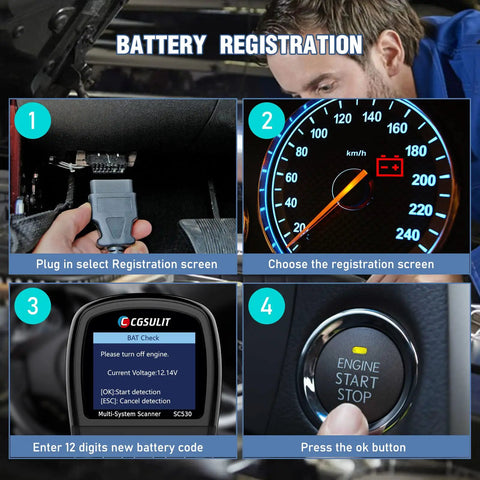 Steps for battery registration using Full System OBD2 Diagnostic Scanner For Chevy And GMC BiDirectional Scan Tool With 30 Plus Special Functions.