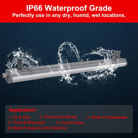 LED Explosion Proof Light 4ft 100W 14000 Lumens Hazardous Location Fixture with IP66 waterproof rating demonstration