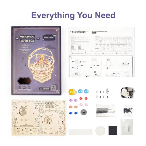 Dope 3D Wooden Puzzle Music Box Kit For Adults Orrery Solar System Mechanical Model DIY parts layout