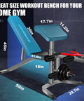 Adjustable Weight Bench Set With Leg Extension And Leg Curl, 900 Lbs Capacity, dimensions displayed, home gym setup.