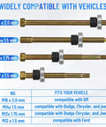 Long Reach Crank Pulley Installation Tool Set for Harmonic Balancer and Underdrive Dampers showing 4 adapters and compatibility chart