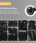 160 Piece Size 8 Modified Truss Wood Screws Kit For DIY Projects, Self Drilling Self Tapping Fasteners in case