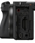 Side view of A6700 Mirrorless Camera Kit With 16 To 50mm Lens, showing ports and connections.