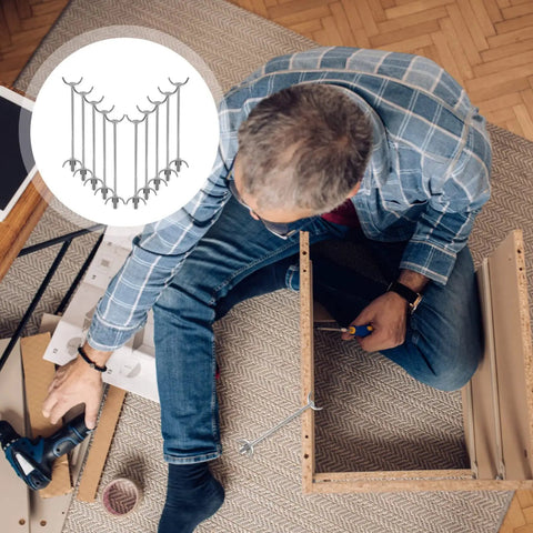 Pack Of Ten Heavy Duty Galvanized Steel Countertop Joint Connector Bolts Built For Butcher Block Counters And Kitchen Cabinets Providing A No Sweat Install With Rock Solid Security, shown in a DIY project.