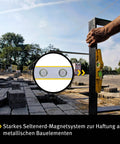 Magnetic Level With Holster 81S10MH for Steel Erectors in use on construction site with strong steel surface magnets.