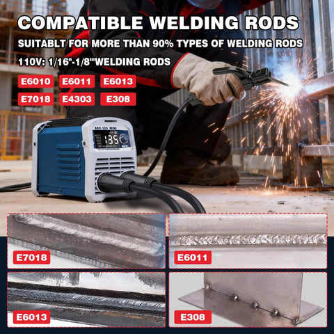 135A 110V Mini Stick Welder And Lift TIG 2 In 1 Portable Welding Machine used with compatible rods E6010, E6011, E6013, E308