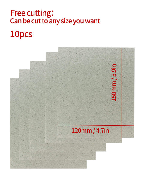 10 Pack Waveguide Cover Mica Sheets For Microwaves, Universal Fit, Cut To Size 150x120mm display with dimensions