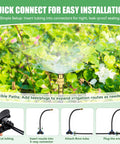 Garden scene with 100Ft Drip Irrigation Kit For Garden With 360 Degree Adjustable Sprinklers And DIY Yard Watering System in action