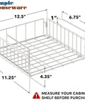 Hella Versatile Two Pack Under Shelf Wire Baskets White Metal Drop Down Organizers, dimensions 12.5 x 11.25 x 5.5 inches, ideal for kitchen use.