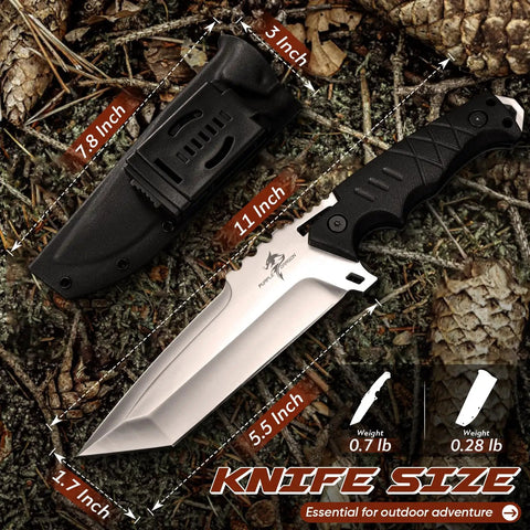 Fixed Blade Outdoor Knife With Kydex Sheath, Razor Sharp D2 Steel, Full Tang, Beast Of A Camping And Survival Tool For Bushcraft