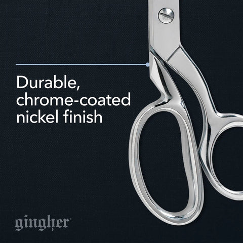 8 Inch Knife Edge Dressmaker Scissors For Fabric Cutting And Sewing, Bent-Handle Pro-Grade Shears With Flat-Sitting Design For Long Pattern And Seam Cuts, Forged Steel With Comfortable Grip For Smooth, Heavy-Duty Performance, chrome-coated nickel finish