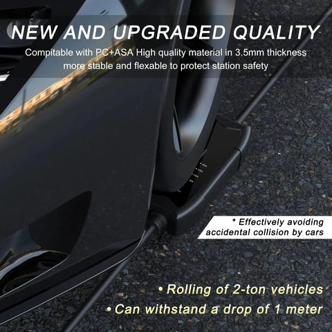 Portable Ev Charger Type 2 To Nema 515 Plug 16 Amp 110 Vac With 16 Foot Cable Ip65 Rated on asphalt, showcasing sturdy design and flexibility.