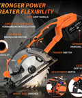 Heavy Duty Brushless Cordless Circular Saw Features 21 Volt 1500 Watt Motor Delivering 7000 Rpm For Badass Torque And Razor Sharp Cuts Through Lumber And Sheet Goods Includes Dual Six Ah Batteries Plus Fast Charger For Weekend Warrior Projects showing advanced brushless motor and soft grip handle.