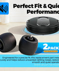 2 Pack Front Caster Wheel Compatible With AV RV UR QR Series Models Including R101AE RV1001AE UR1100SRUS AV1002AE AV1010AE RV100AE And More With Disassembly Tool For Easy Replacement shown with Shark robot vacuum in background.