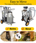 Electric Milking Machine For Cows And Goats, 25L bucket, side by side with manual milking comparison